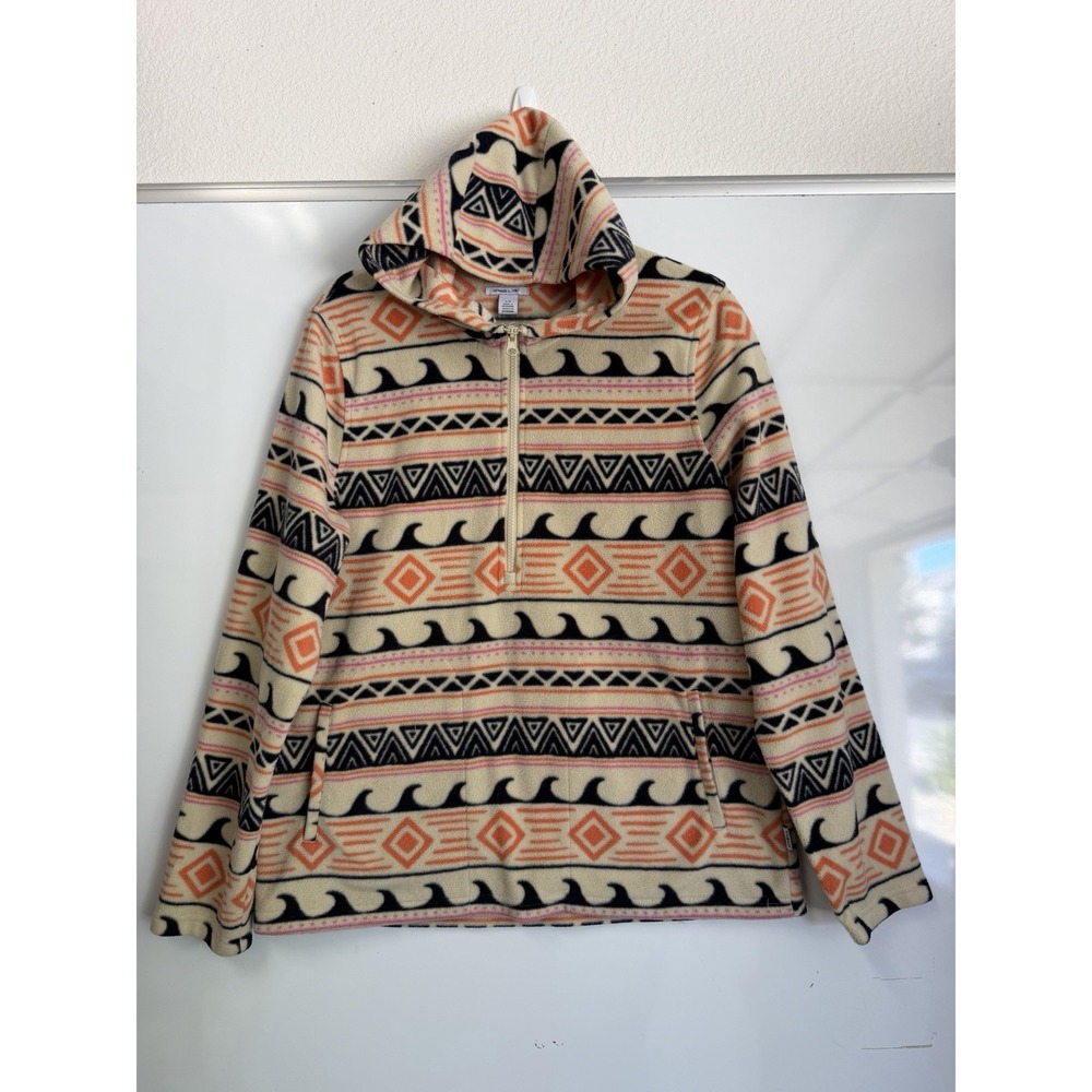 O'Neill Fleece Hoodie Womens Large 1/2 Zip Pullover Aztec Surf Beach Print
